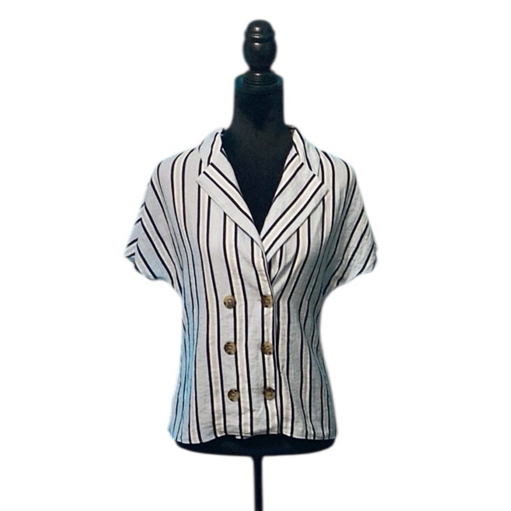 Trendmates Striped Button Up Top - Size Medium